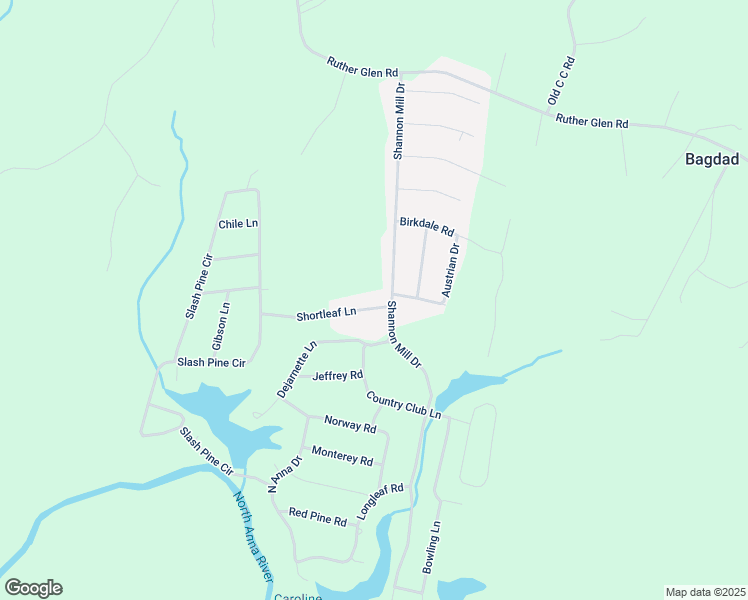 map of restaurants, bars, coffee shops, grocery stores, and more near 12153 Shortleaf Road in Ruther Glen