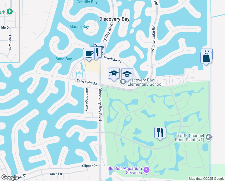 map of restaurants, bars, coffee shops, grocery stores, and more near 5270 Edgeview Drive in Discovery Bay