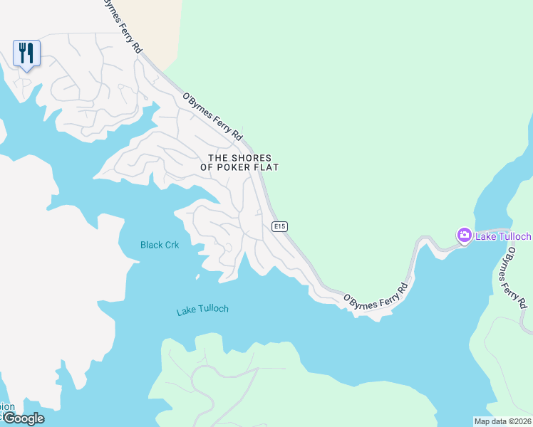 map of restaurants, bars, coffee shops, grocery stores, and more near 629 Poker Flat Road in Copperopolis