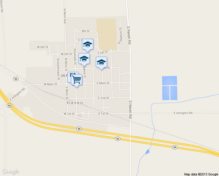 map of restaurants, bars, coffee shops, grocery stores, and more near 107 South Topeka Street in Haven