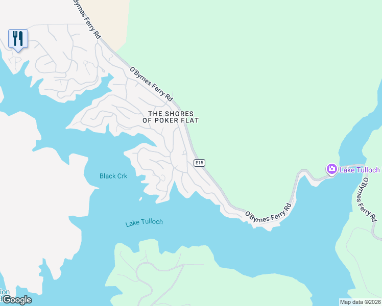 map of restaurants, bars, coffee shops, grocery stores, and more near 629 Poker Flat Road in Copperopolis