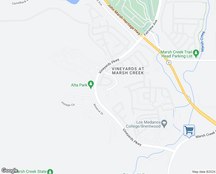 map of restaurants, bars, coffee shops, grocery stores, and more near 1976 Sacred Mountain Lane in Brentwood