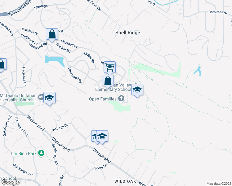 map of restaurants, bars, coffee shops, grocery stores, and more near 241 Lombardi Circle in Walnut Creek