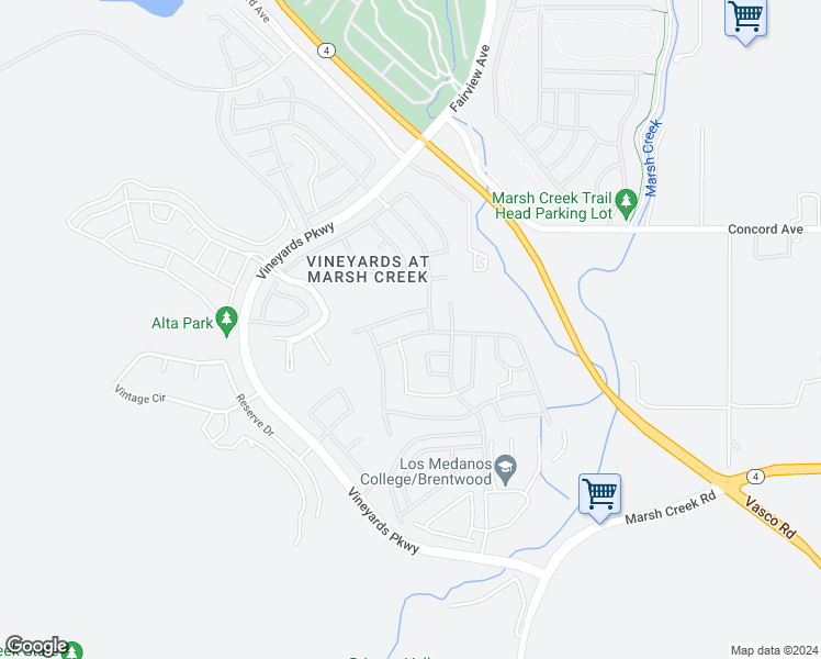 map of restaurants, bars, coffee shops, grocery stores, and more near 1647 Chianti Lane in Brentwood