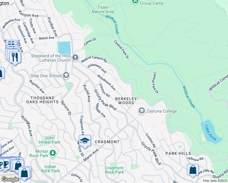 map of restaurants, bars, coffee shops, grocery stores, and more near 656 Woodmont Avenue in Berkeley