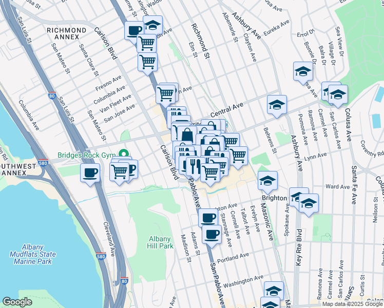 map of restaurants, bars, coffee shops, grocery stores, and more near 6318 Fairmount Avenue in El Cerrito