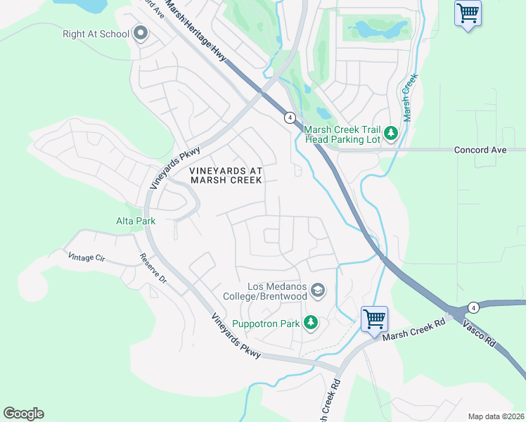 map of restaurants, bars, coffee shops, grocery stores, and more near 1641 Chianti Lane in Brentwood