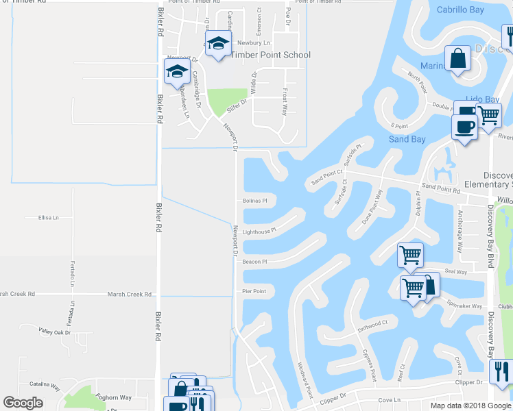 map of restaurants, bars, coffee shops, grocery stores, and more near 3982 Bolinas Place in Discovery Bay