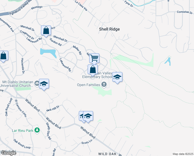 map of restaurants, bars, coffee shops, grocery stores, and more near 249 Lombardi Circle in Walnut Creek
