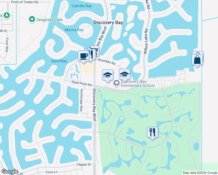 map of restaurants, bars, coffee shops, grocery stores, and more near Bluebell Circle in Byron