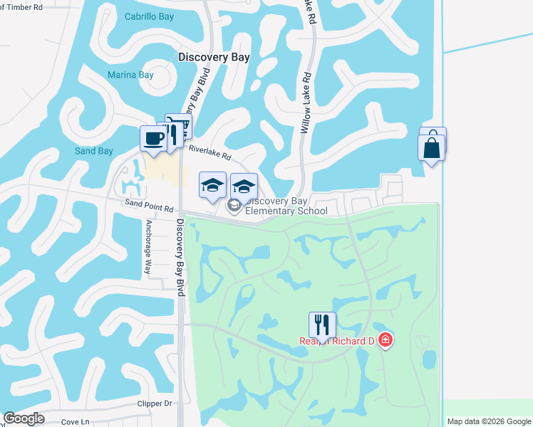 map of restaurants, bars, coffee shops, grocery stores, and more near 5425 Edgeview Drive in Discovery Bay
