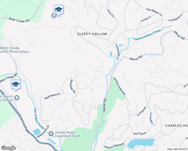 map of restaurants, bars, coffee shops, grocery stores, and more near 25 Haciendas Road in Orinda