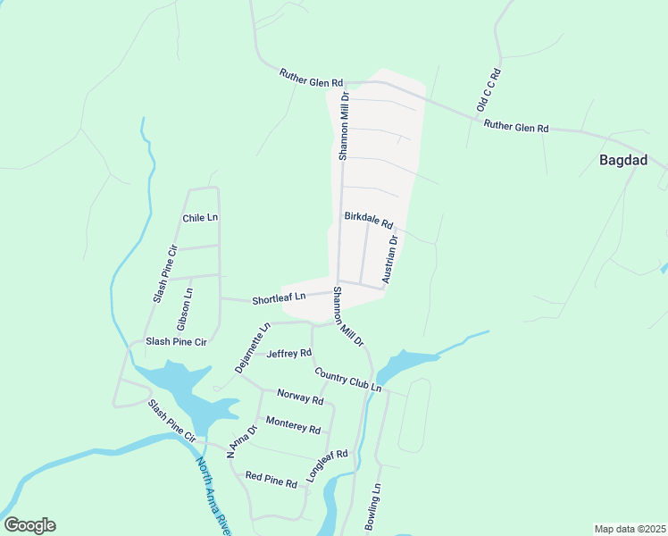 map of restaurants, bars, coffee shops, grocery stores, and more near 26280 Shannon Mill Drive in Ruther Glen