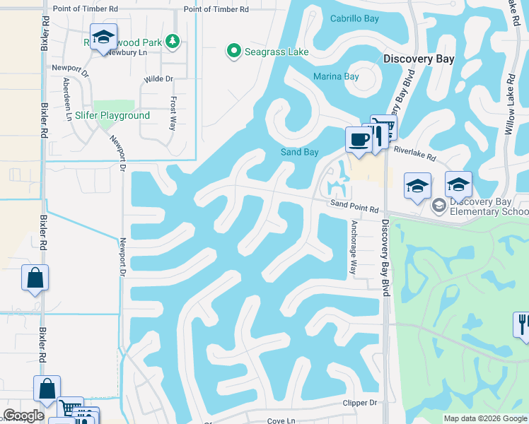 map of restaurants, bars, coffee shops, grocery stores, and more near 1784 Dune Point Way in Discovery Bay