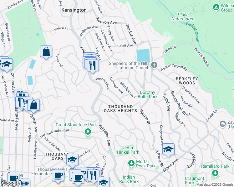 map of restaurants, bars, coffee shops, grocery stores, and more near 483 Boynton Avenue in Berkeley