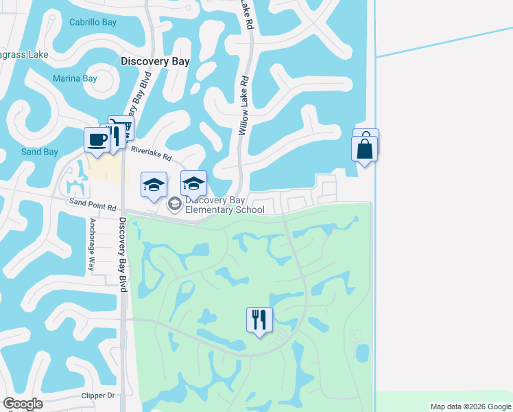 map of restaurants, bars, coffee shops, grocery stores, and more near 5608 Schooner Loop in Discovery Bay