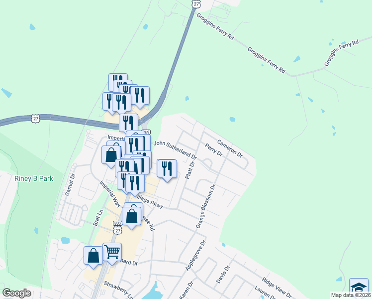 map of restaurants, bars, coffee shops, grocery stores, and more near 200 Coburn Drive in Nicholasville