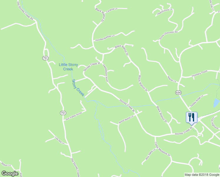 map of restaurants, bars, coffee shops, grocery stores, and more near 220 Saddleback Knoll in Nellysford
