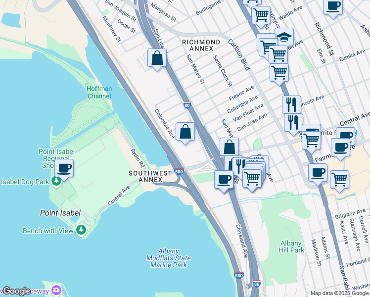 map of restaurants, bars, coffee shops, grocery stores, and more near 5209 Van Fleet Avenue in Richmond