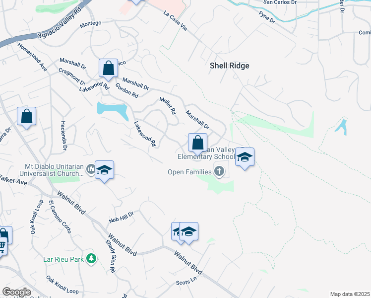 map of restaurants, bars, coffee shops, grocery stores, and more near 198 Russell Drive in Walnut Creek