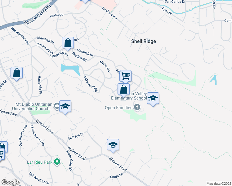 map of restaurants, bars, coffee shops, grocery stores, and more near 198 Russell Drive in Walnut Creek