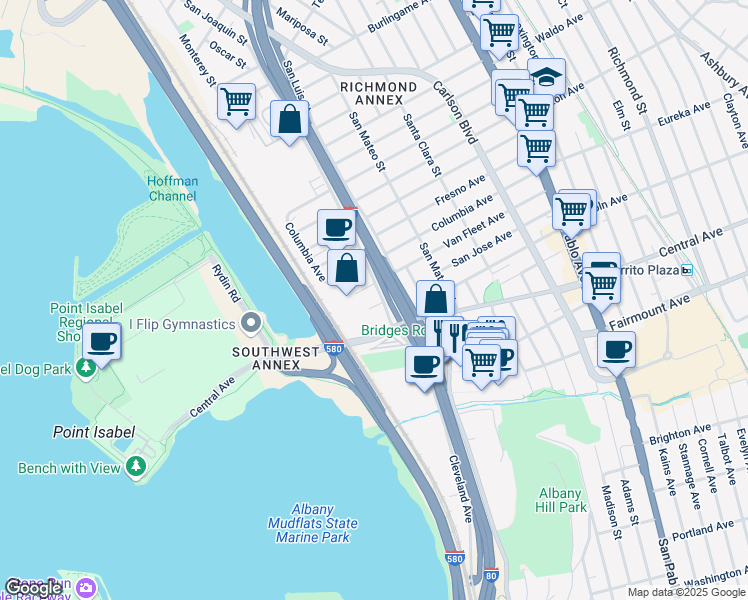 map of restaurants, bars, coffee shops, grocery stores, and more near 5209 Van Fleet Avenue in Richmond