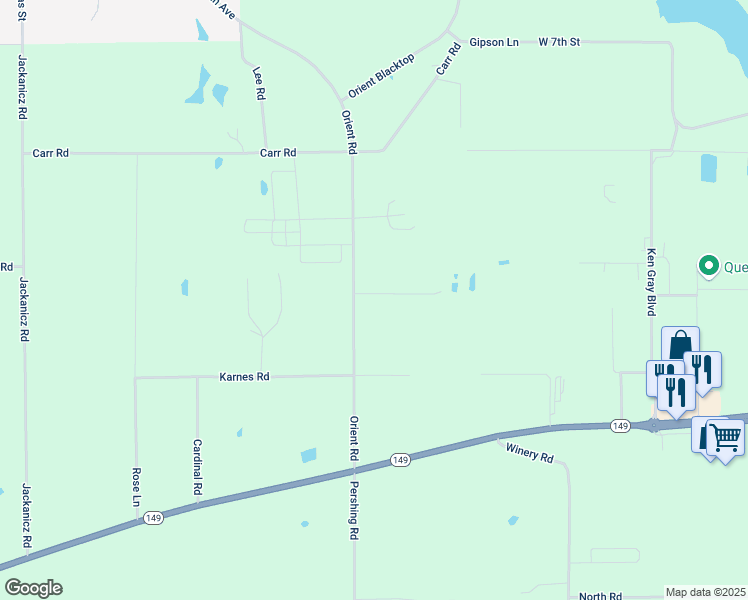 map of restaurants, bars, coffee shops, grocery stores, and more near 10405 Teal Road in West Frankfort