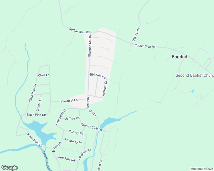 map of restaurants, bars, coffee shops, grocery stores, and more near 26249 Austrian Drive in Ruther Glen