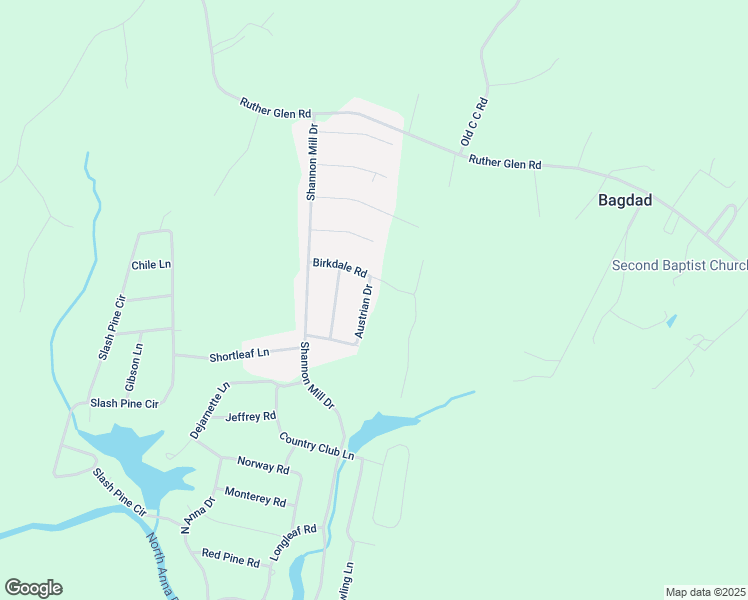 map of restaurants, bars, coffee shops, grocery stores, and more near 26249 Austrian Drive in Ruther Glen