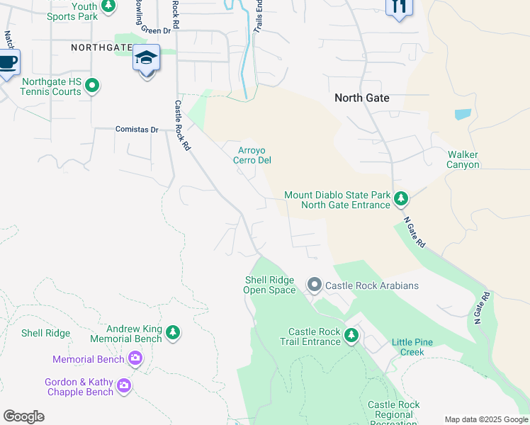 map of restaurants, bars, coffee shops, grocery stores, and more near 401 Pine Creek Road in Walnut Creek
