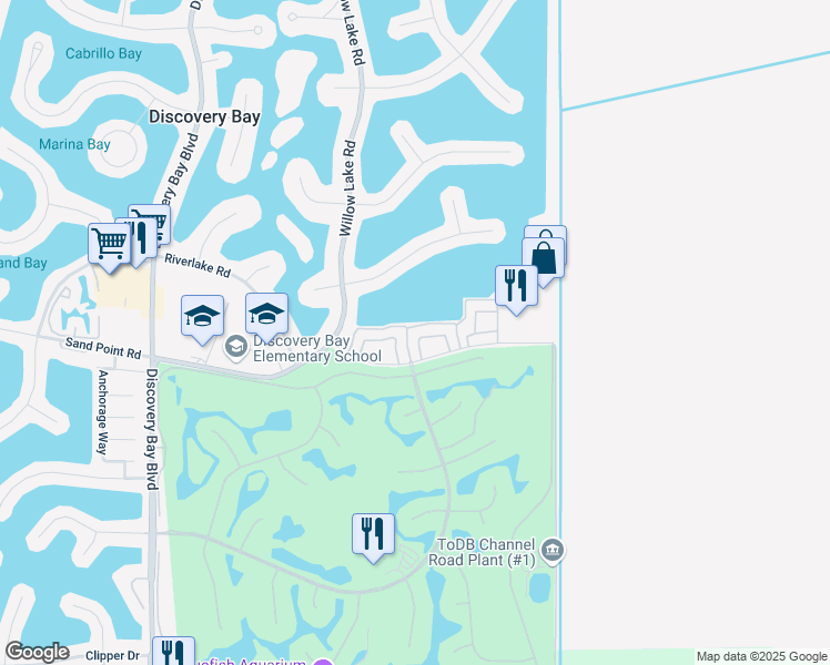 map of restaurants, bars, coffee shops, grocery stores, and more near 5727 Cutter Loop in Discovery Bay