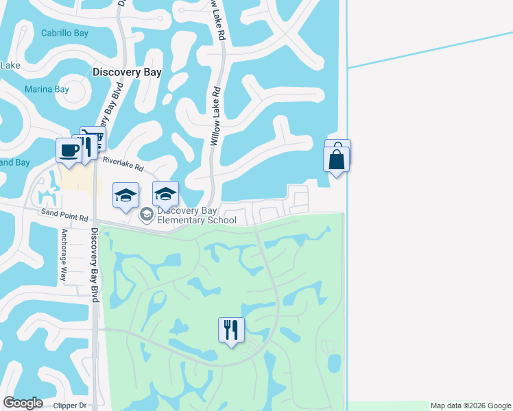 map of restaurants, bars, coffee shops, grocery stores, and more near 5727 Cutter Loop in Discovery Bay