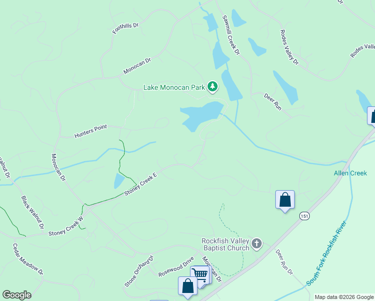 map of restaurants, bars, coffee shops, grocery stores, and more near 98 Barn Owl Lane in Nellysford