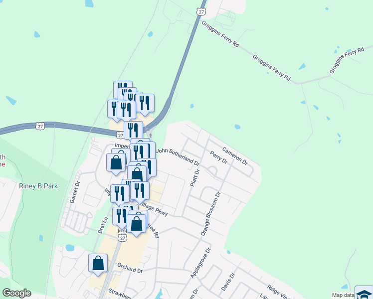 map of restaurants, bars, coffee shops, grocery stores, and more near 200 Coburn Drive in Nicholasville
