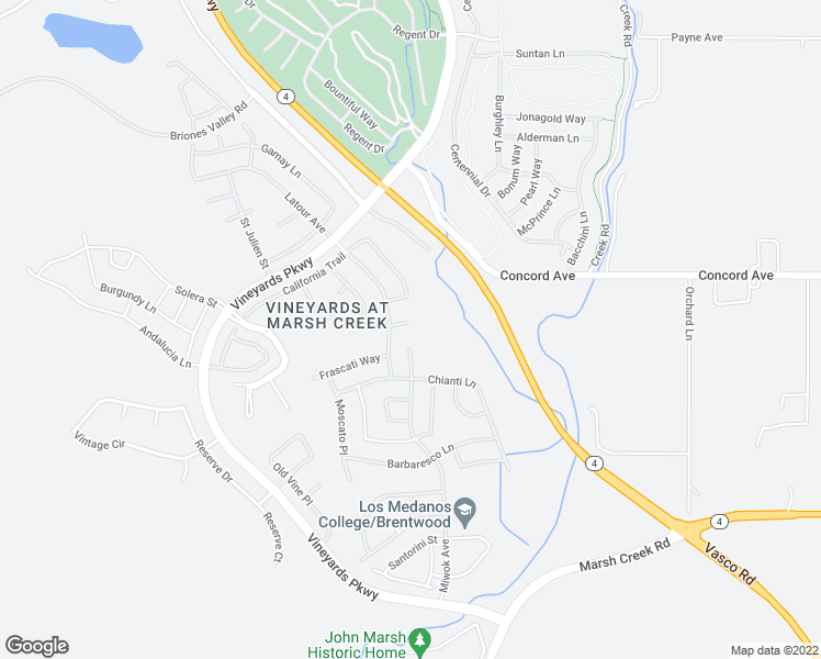 map of restaurants, bars, coffee shops, grocery stores, and more near 1751 Chardonnay Court in Brentwood