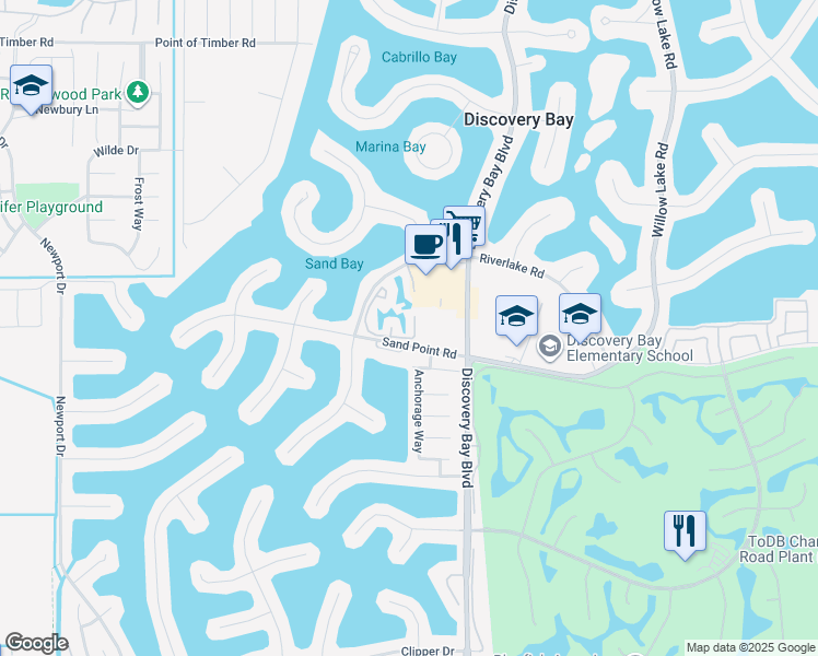 map of restaurants, bars, coffee shops, grocery stores, and more near 2013 Sand Point Road in Discovery Bay