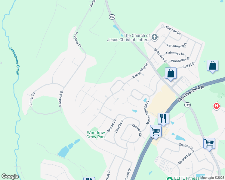map of restaurants, bars, coffee shops, grocery stores, and more near 105 Del-Mar Drive in Nicholasville