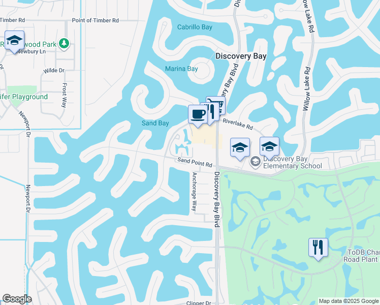 map of restaurants, bars, coffee shops, grocery stores, and more near 2013 Sand Point Road in Discovery Bay
