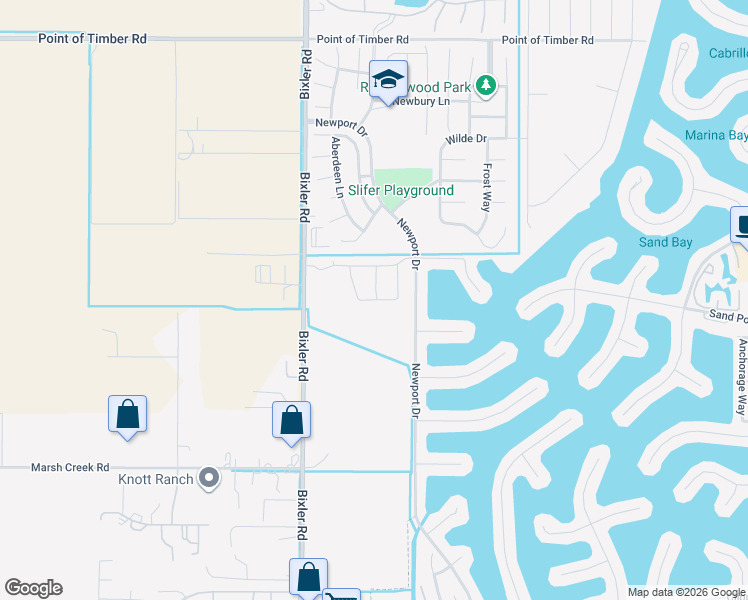 map of restaurants, bars, coffee shops, grocery stores, and more near Bluebell Circle in Byron
