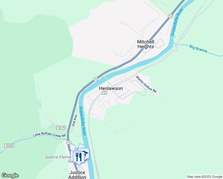 map of restaurants, bars, coffee shops, grocery stores, and more near in Henlawson