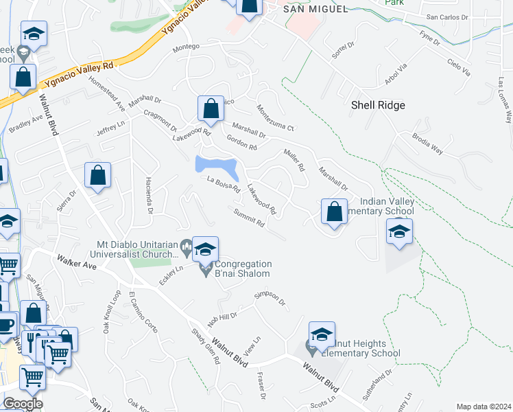 map of restaurants, bars, coffee shops, grocery stores, and more near 558 Lakewood Circle in Walnut Creek