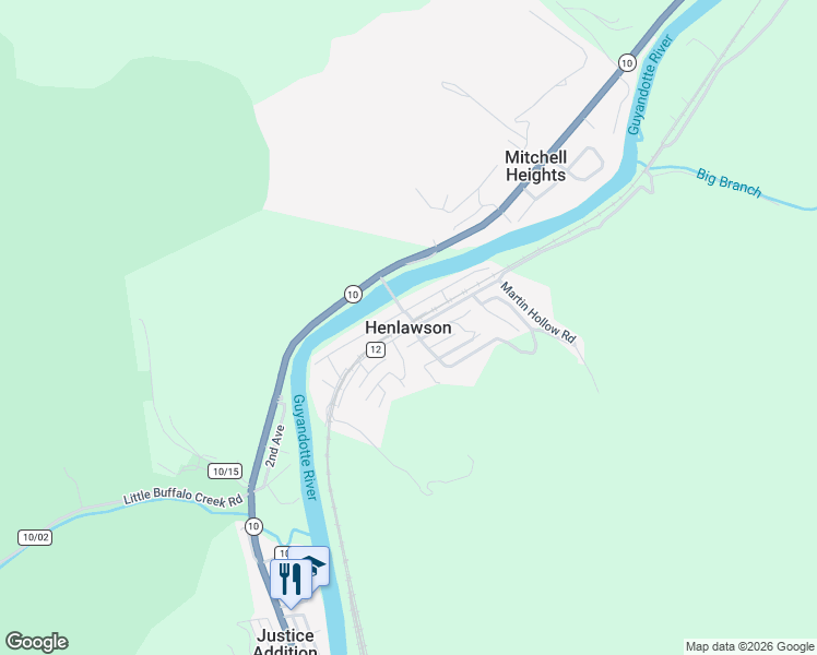 map of restaurants, bars, coffee shops, grocery stores, and more near in Henlawson