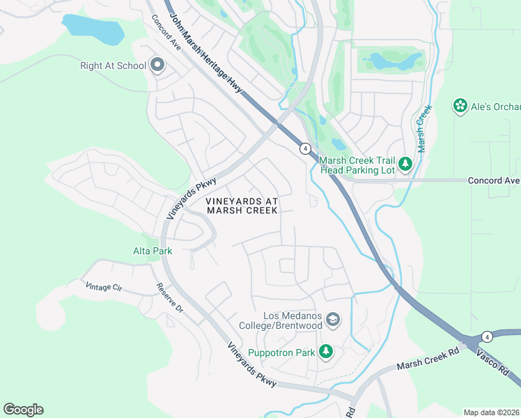 map of restaurants, bars, coffee shops, grocery stores, and more near 1669 Pinot Place in Brentwood