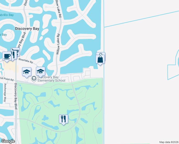 map of restaurants, bars, coffee shops, grocery stores, and more near in Discovery Bay