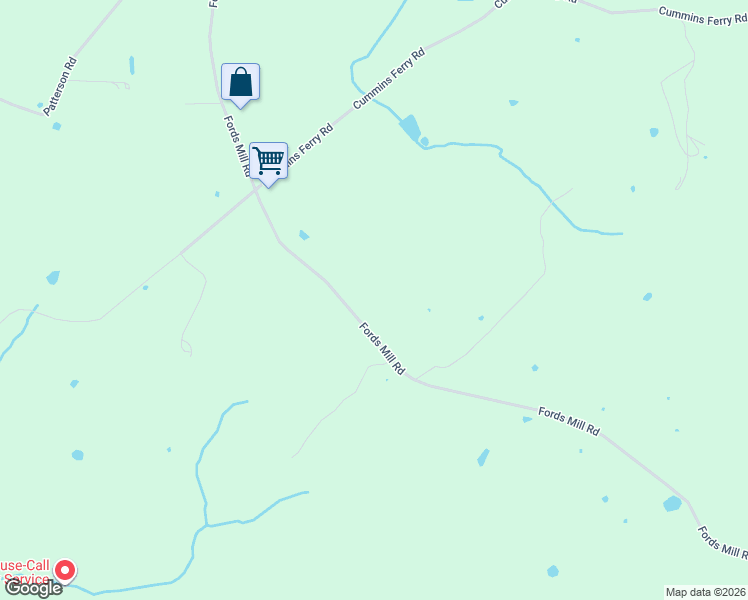 map of restaurants, bars, coffee shops, grocery stores, and more near 4988 Fords Mill Road in Versailles
