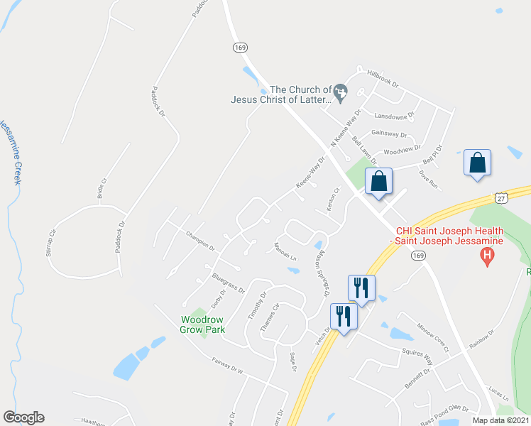 map of restaurants, bars, coffee shops, grocery stores, and more near 405 Keene-Way Drive in Nicholasville