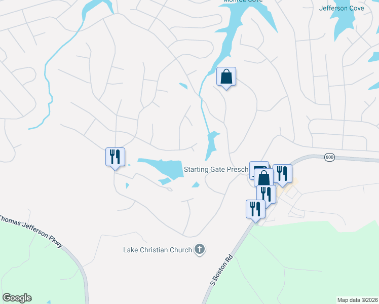 map of restaurants, bars, coffee shops, grocery stores, and more near 6 Oak Grove Road in Palmyra