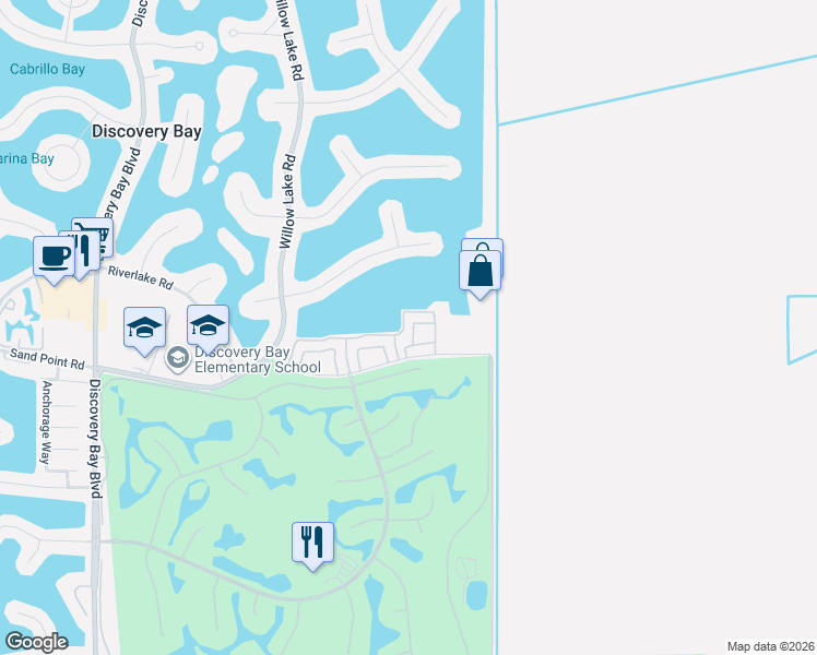 map of restaurants, bars, coffee shops, grocery stores, and more near 1550 Trawler Street in Discovery Bay
