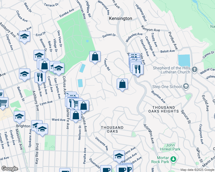 map of restaurants, bars, coffee shops, grocery stores, and more near 639 Coventry Road in Kensington