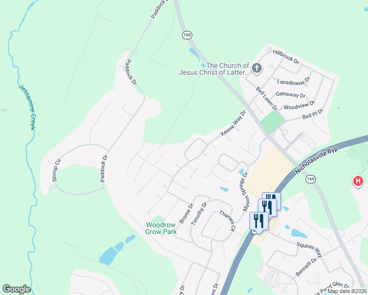 map of restaurants, bars, coffee shops, grocery stores, and more near 105 Del-Mar Drive in Nicholasville